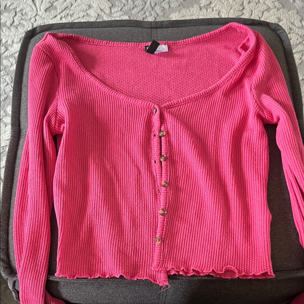 Divided Hot Pink Ribbed Cardigan - Picture 1 of 1